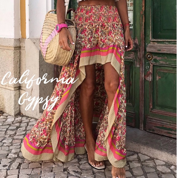 LAST ONE🎉High Low Floral Boho Chic Ruffle Skirt - Picture 5 of 8